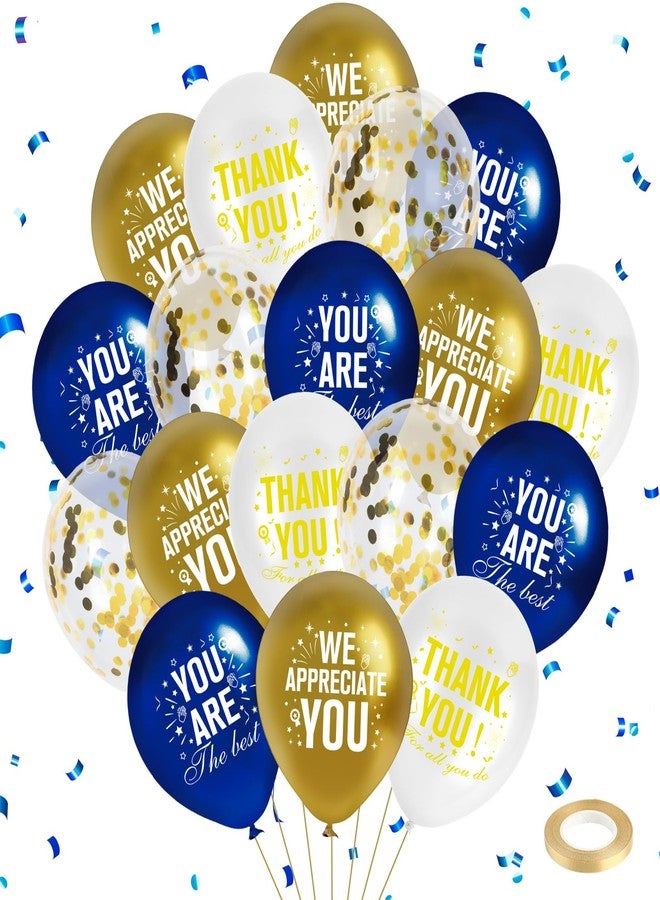 Yoirrat Thank You Balloons We Appreciate You Decorations Blue and Gold Employee Appreciation Balloons Decorations Employee Staff Appreciation Gifts Thank You for All You Do Balloons for Staff Teacher Nurse - Image 1